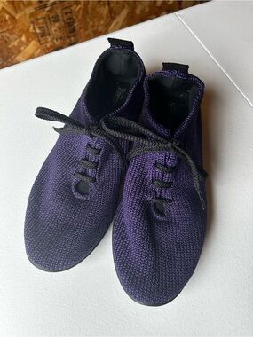 Arcopedico Knit Lace-Up Sneakers in Deep Purple with Black Laces
